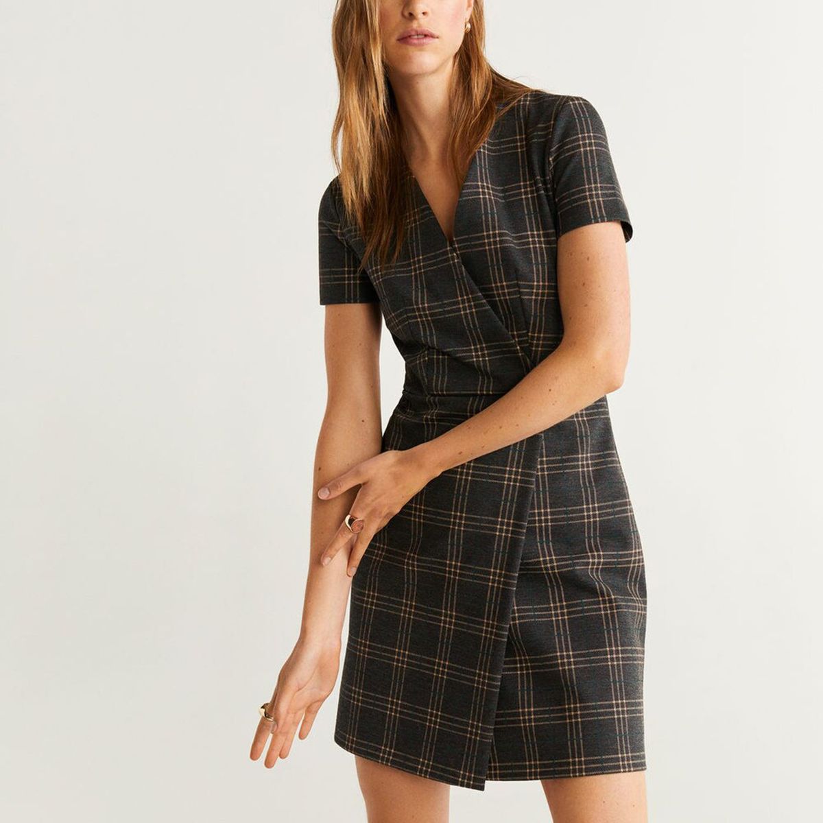 MANGO - Vestido Corto Cuadro Escocés Mujer Mango