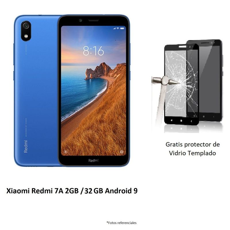 XIAOMI - XIAOMI REDMI 7A 2/32GB AZUL + GRATIS LAMINA DE VIDRIO TEMPLADO