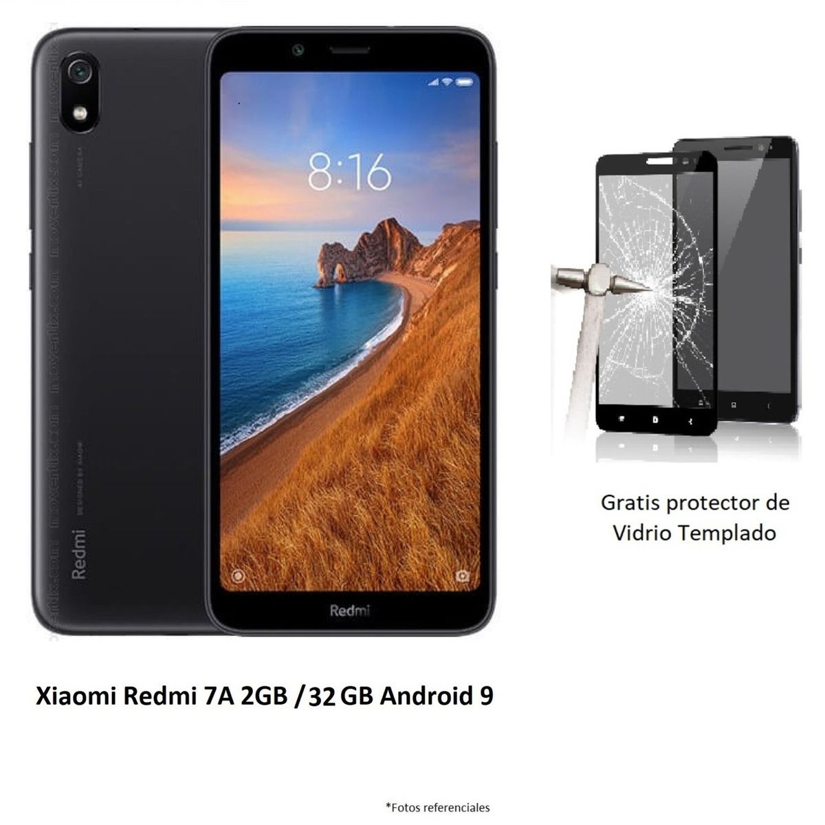 XIAOMI - REDMI 7A 2/32 NEGRO, GRATIS! GAMEPAD BLUETOOTH Y LAMINA DE VIDRIO TEMPLADO