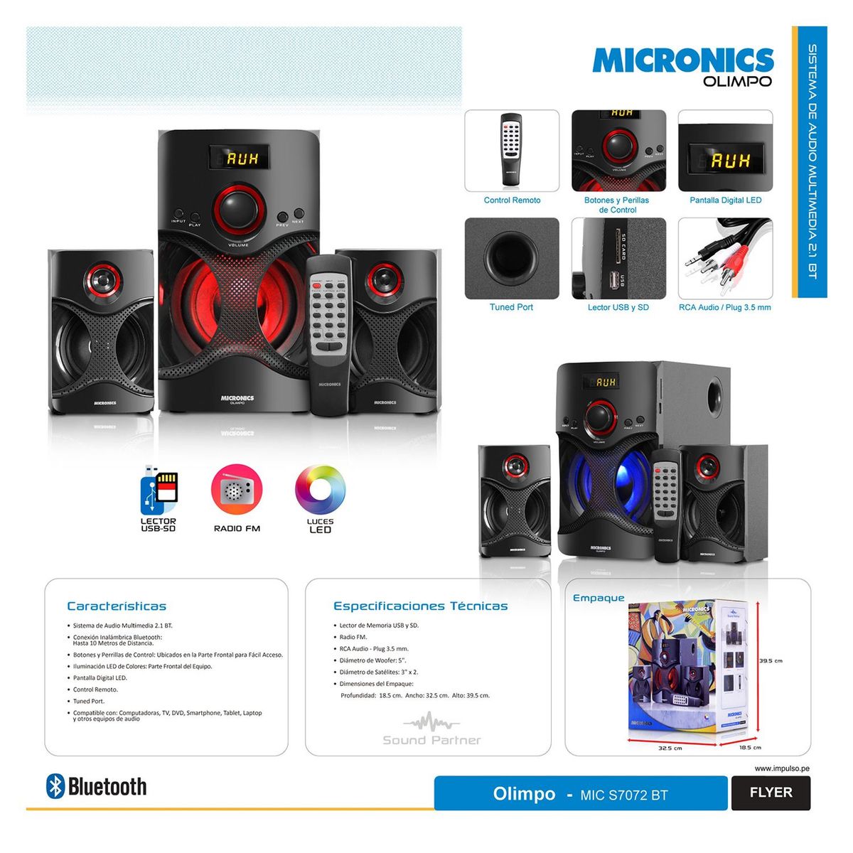 MICRONICS - Equipo de Sonido Olimpo S7072B