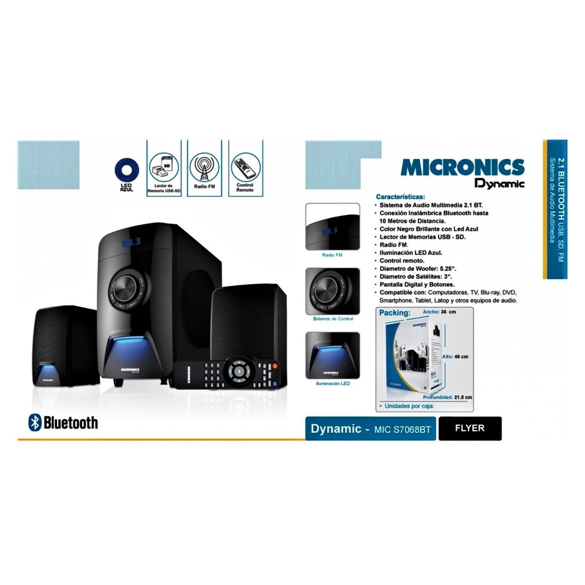 MICRONICS - Equipo de Sonido Micronics Dynamic S7068Bt 