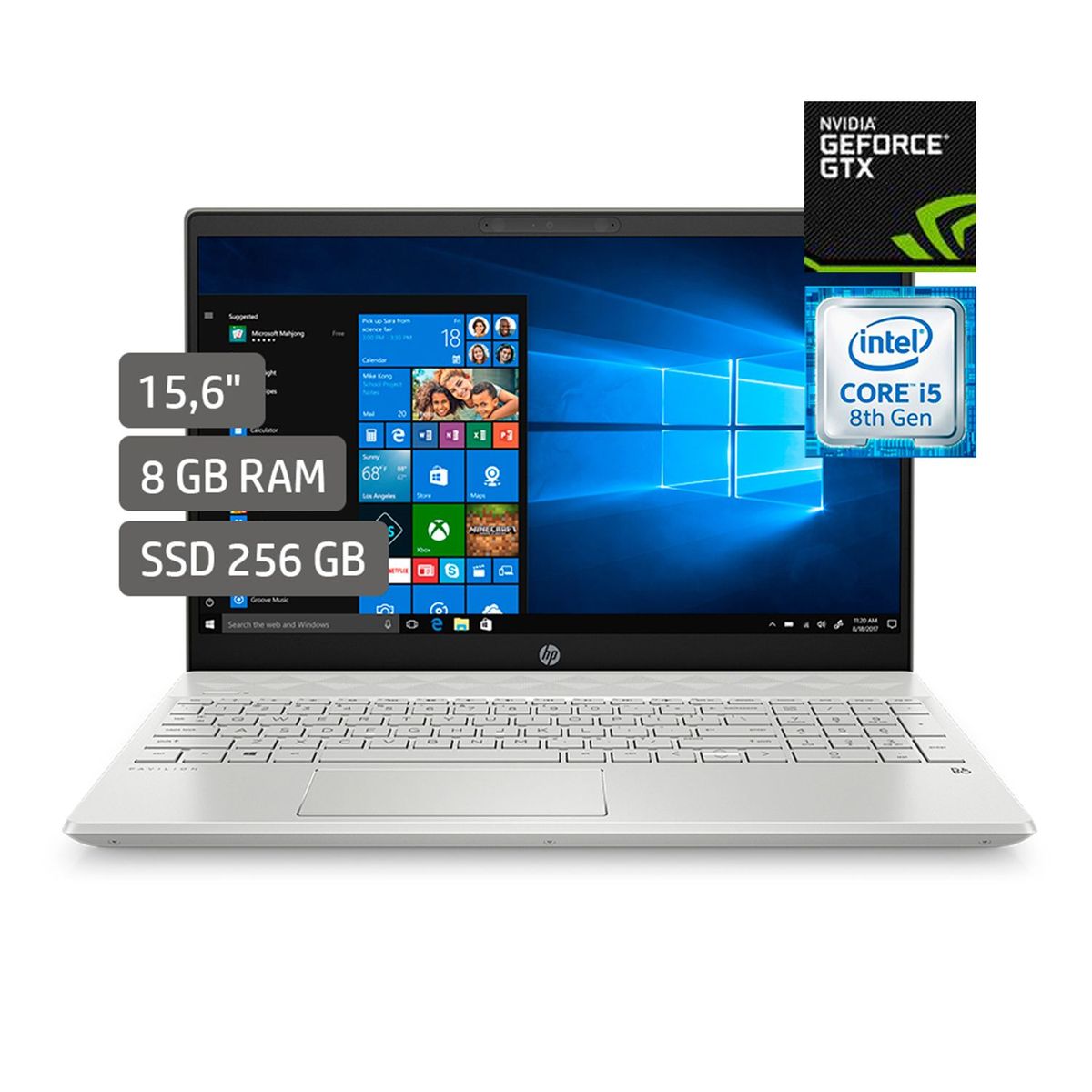 Dell - Laptop Pavilion 15" Core i5 8va Gen 8GB RAM 256GB Disco Solido + 3GB Video Nvidia GeForce GTX 1050 - Full HD