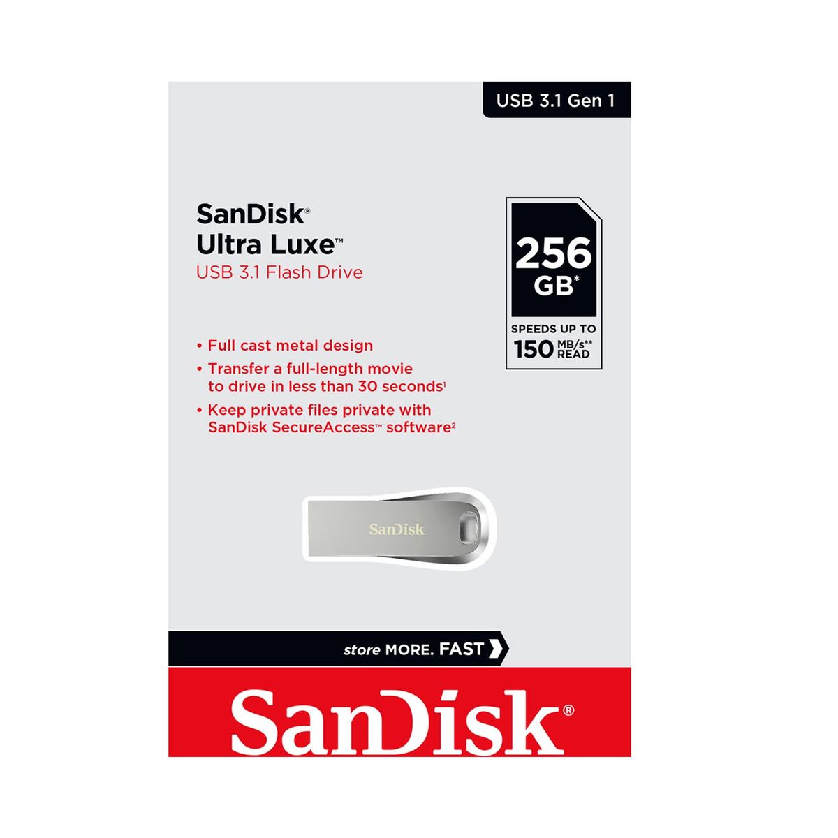 SANDISK - Memoria USB SanDisk Ultra Luxe 256GB 3.1 FLASH DRIVE Sandisk