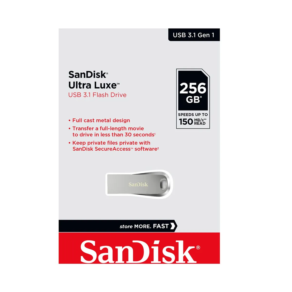 SANDISK - Memoria USB SanDisk Ultra Luxe 256GB 3.1 FLASH DRIVE Sandisk