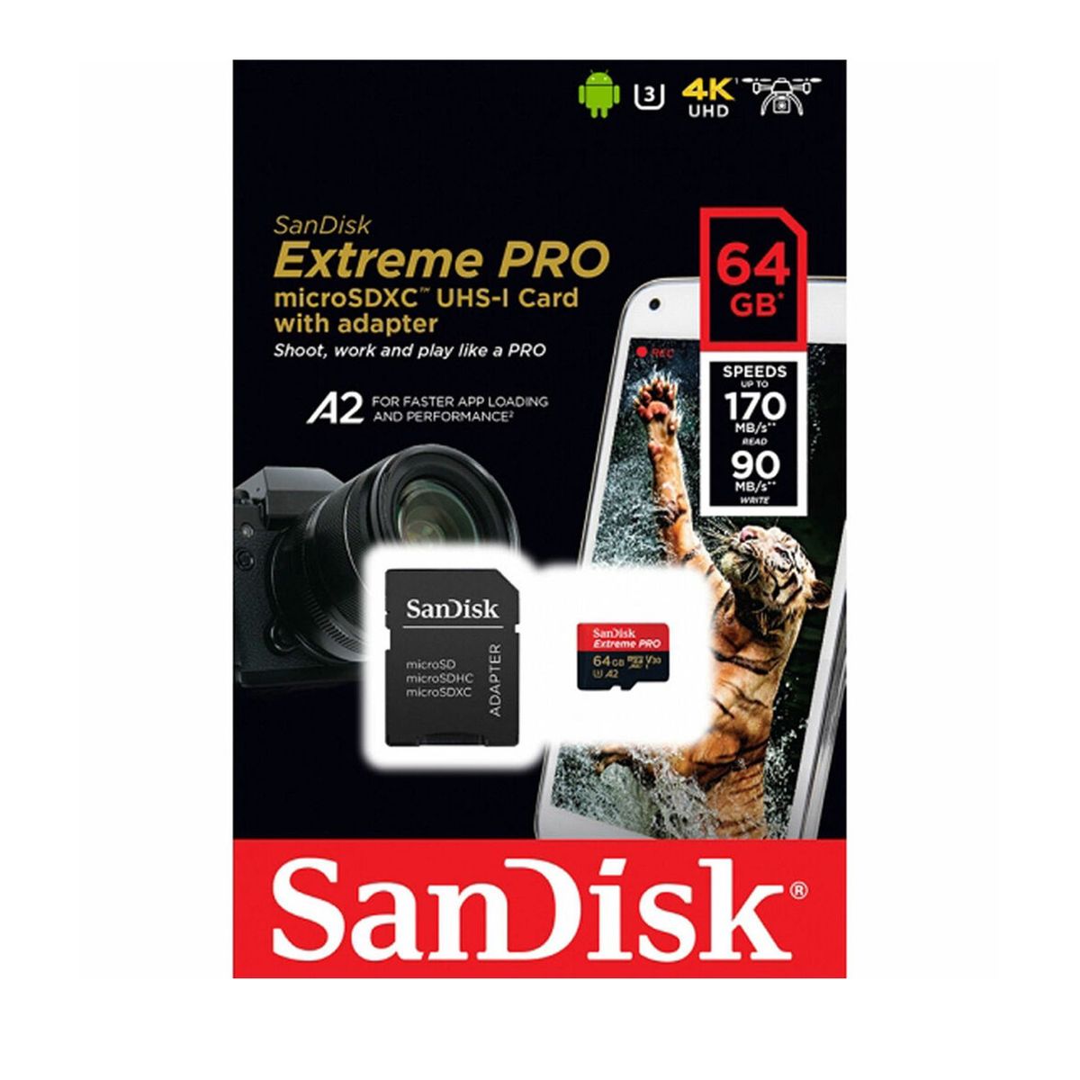 SANDISK - Memoria Micro SD SanDisk Extreme Pro 64GB UHS-I 170Mb/s A2 SANDISK