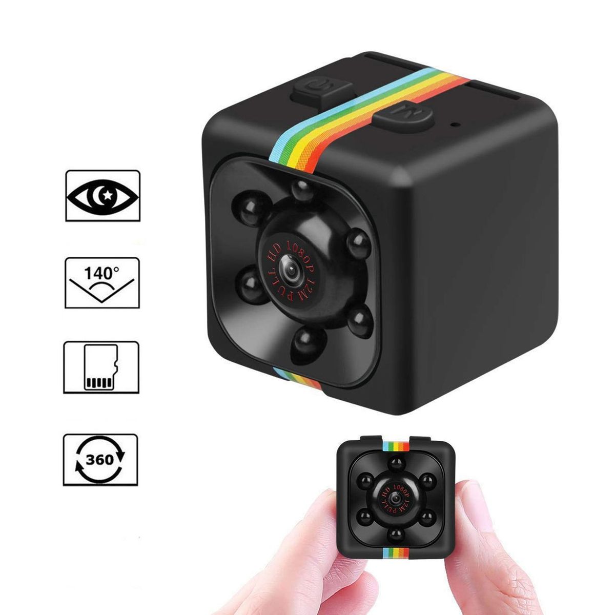 STEC - Mini Cámara de Seguridad SQ11 -1080P HD Negro