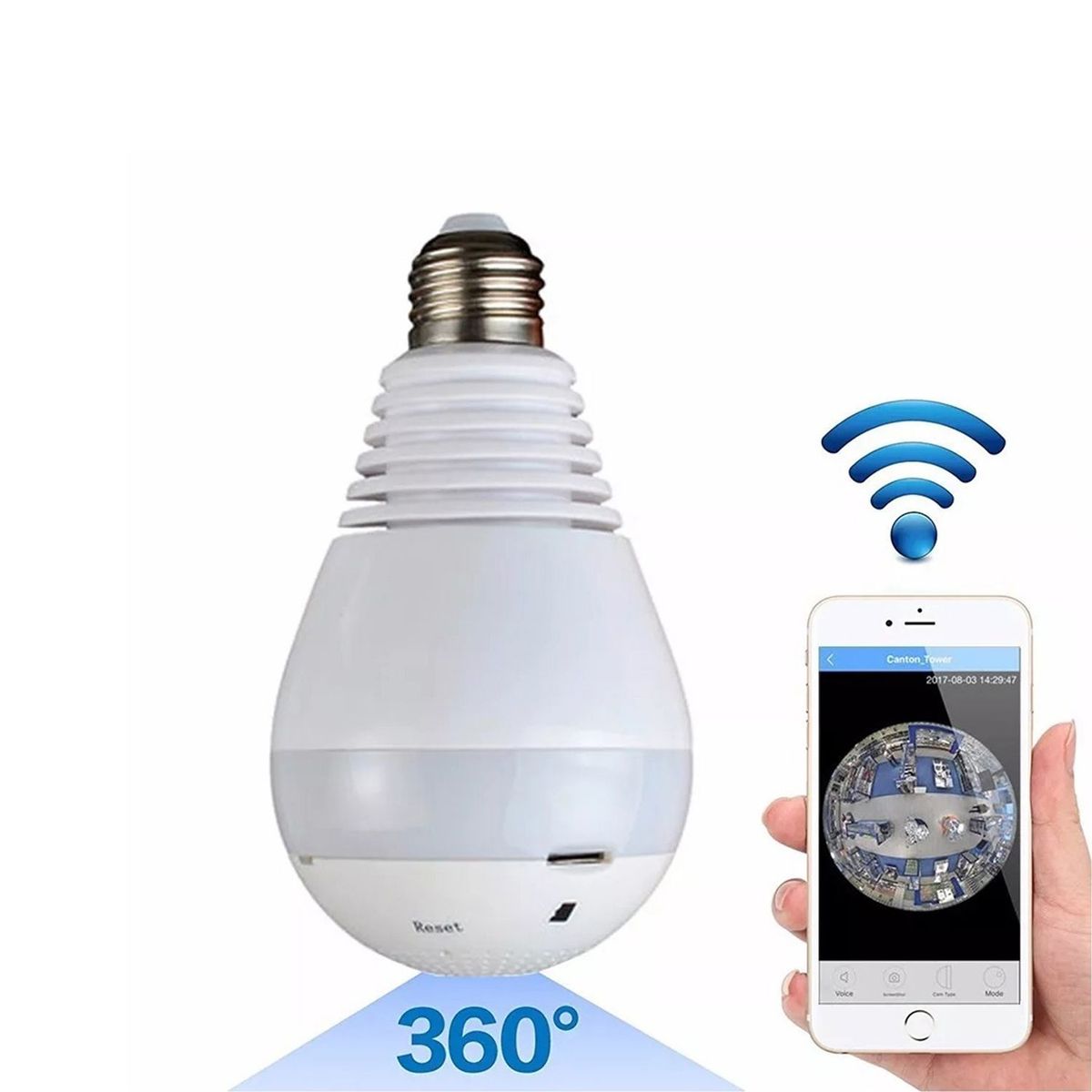 STEC - Camara Foco Led Smart Wifi Panoramica 360° 