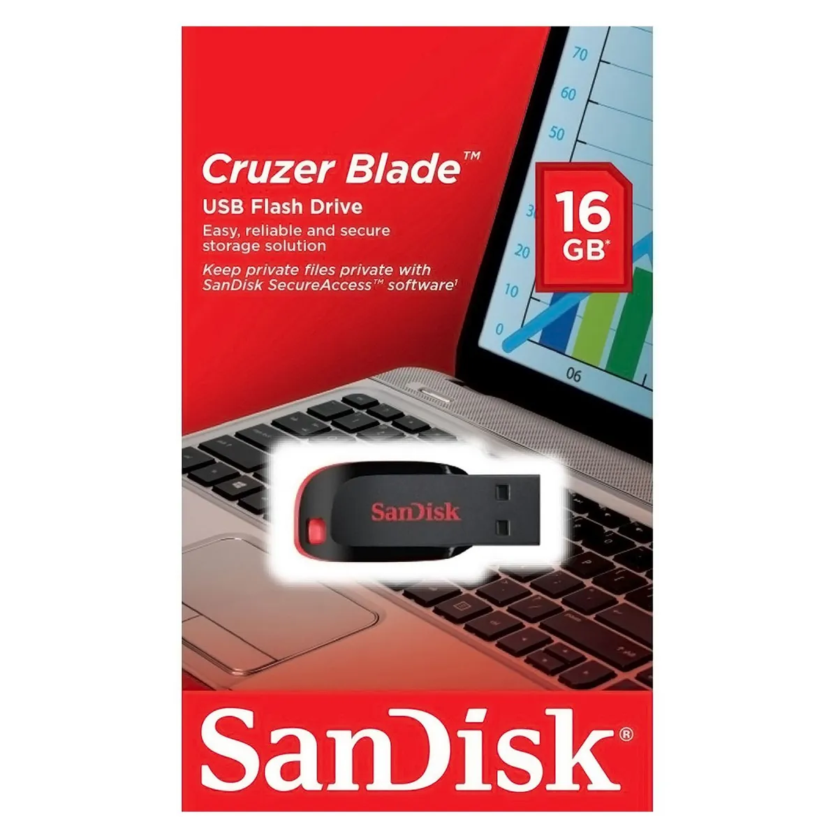 SANDISK - Memoria USB SanDisk Cruzer 16GB CZ50 - Negro/Rojo Sandisk