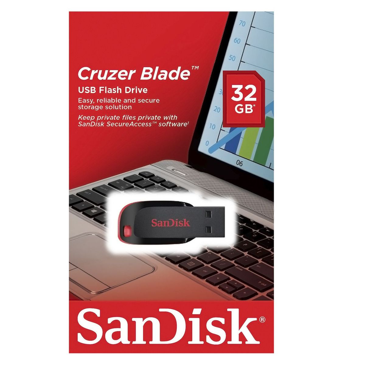 SANDISK - Memoria USB SanDisk Cruzer 32GB CZ50 - Negro/Rojo Sandisk