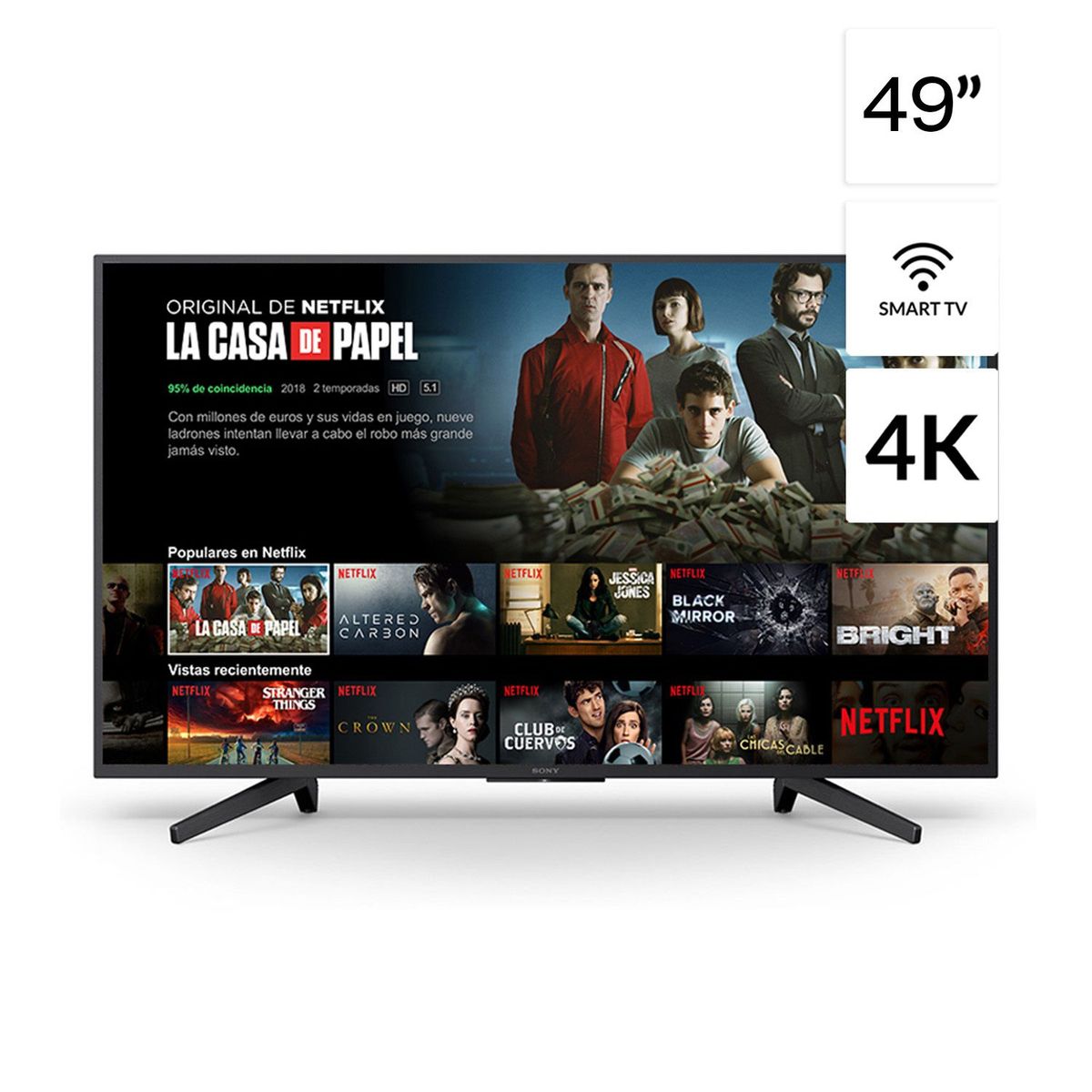 SONY - Televisor LED Smart TV 4K UHD 49" KD-49X725F