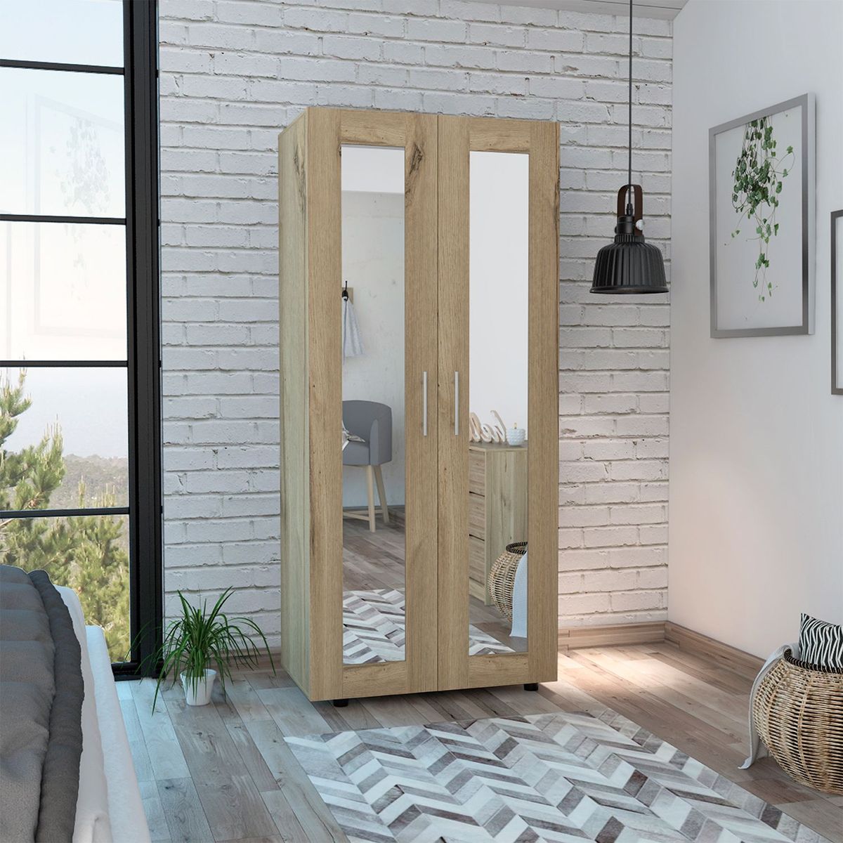 TUHOME - Ropero 2 Puertas con Espejo