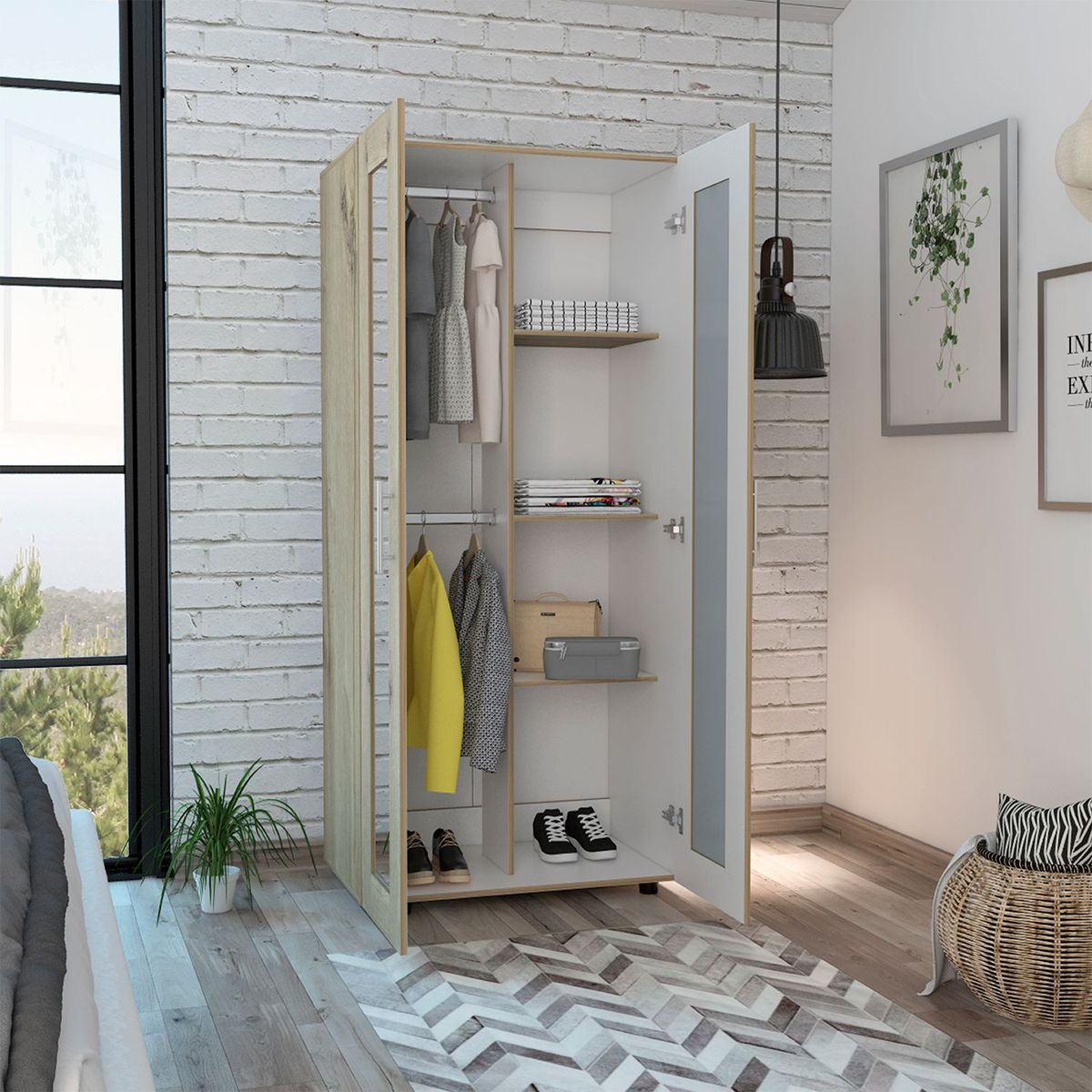 TUHOME - Ropero 2 Puertas con Espejo