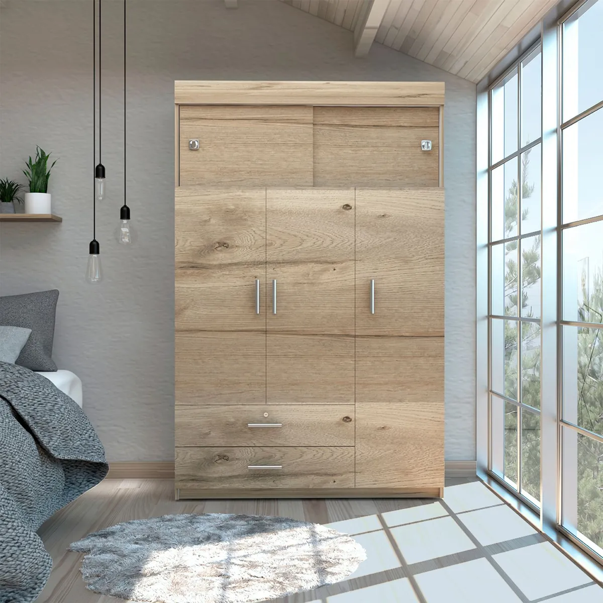 TUHOME - Ropero Manila 5 Puertas 2 Cajones