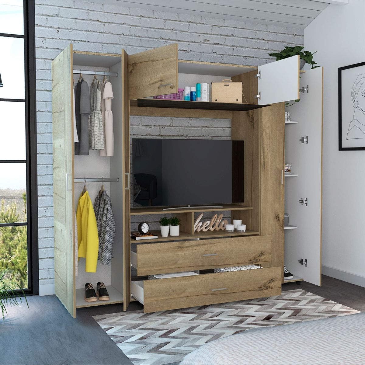 TUHOME - Ropero Manila 6 Puertas 2 Cajones