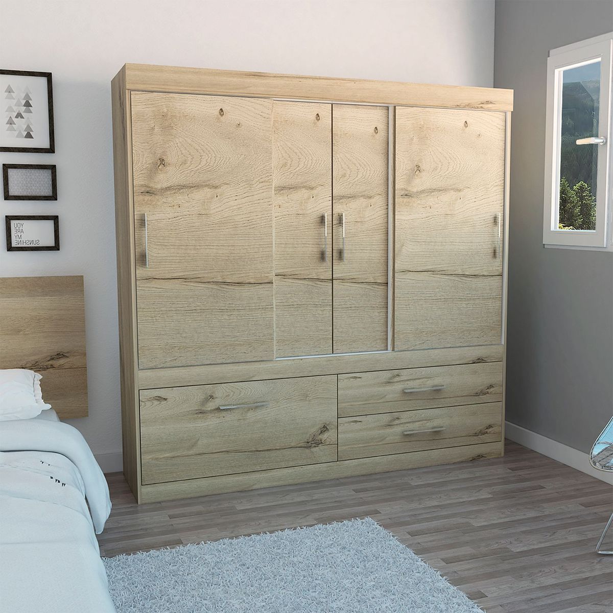 TUHOME - Closet Allegro 4 Puertas 2 Cajones