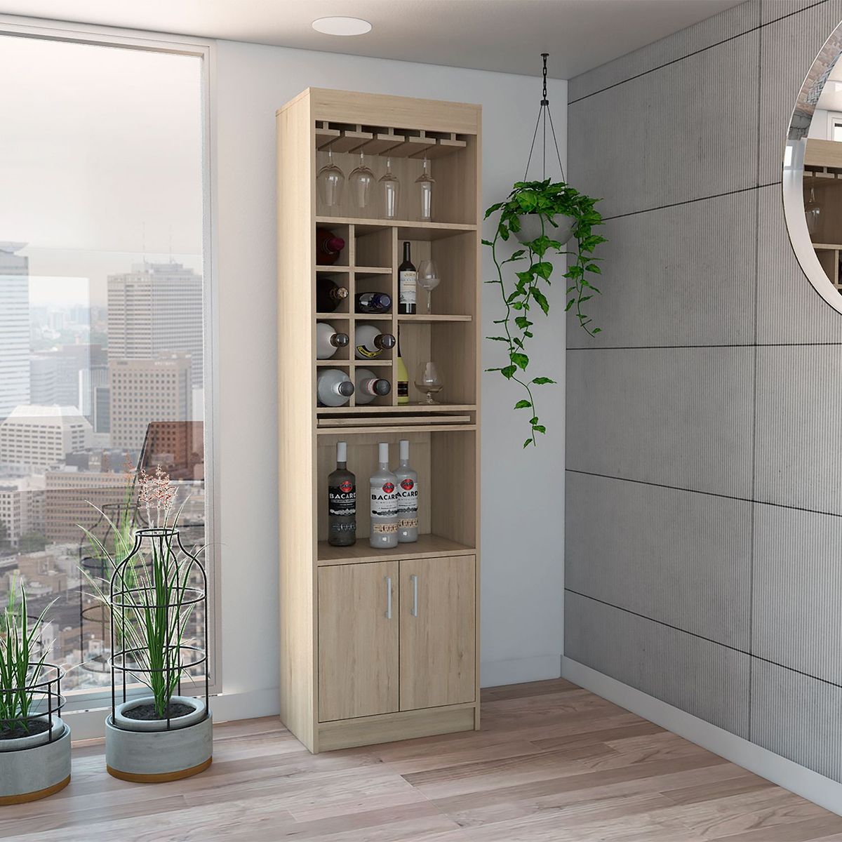 TUHOME - Bar Syrah 2 Puertas (Porta copas y porta botellas)