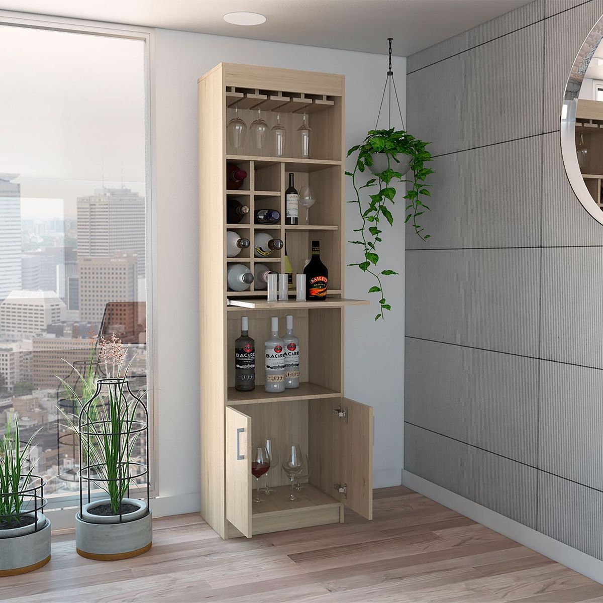 TUHOME - Bar Syrah 2 Puertas (Porta copas y porta botellas)