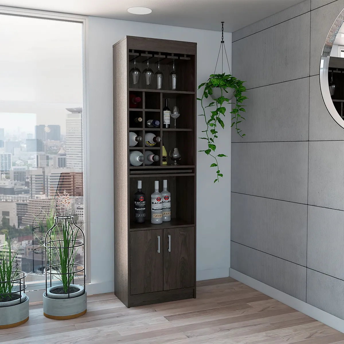 TUHOME - Bar Syrah 2 Puertas (Porta copas y porta botellas)