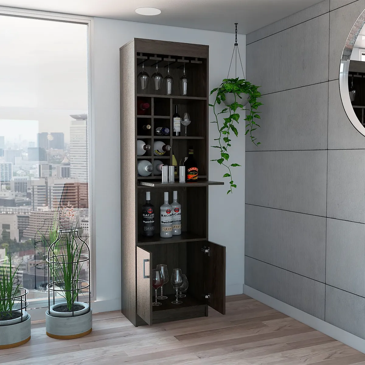 TUHOME - Bar Syrah 2 Puertas (Porta copas y porta botellas)