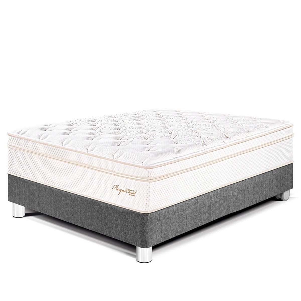 PARAISO - Cama Box Tarima Royal Cloud 2 Plz + 2 Almohadas Viscoelásticas + Protector