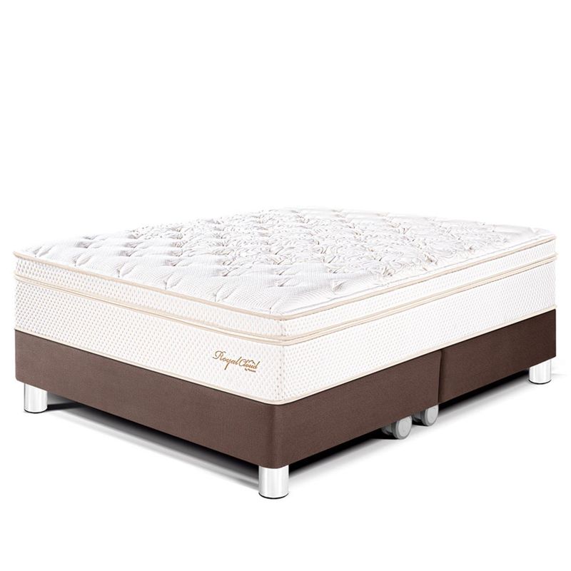 PARAISO - Cama Box Tarima Royal Cloud Queen + 2 Almohadas Viscoelásticas + Protector