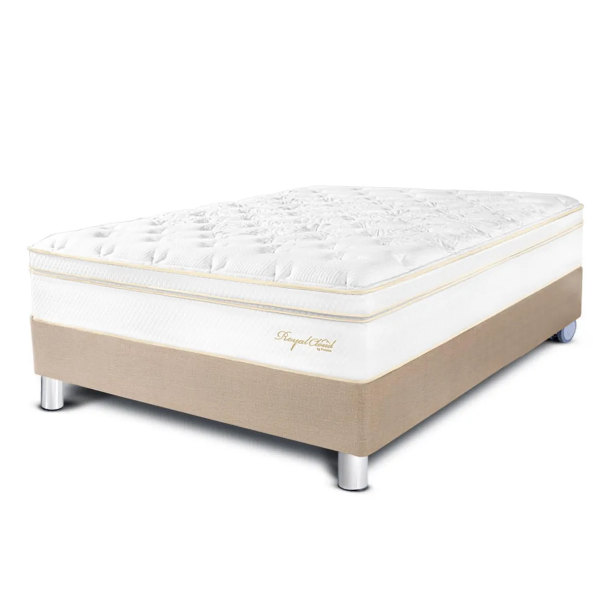 PARAISO - Cama Box Tarima Royal Cloud 2 Plz + 2 Almohadas Viscoelásticas + Protector