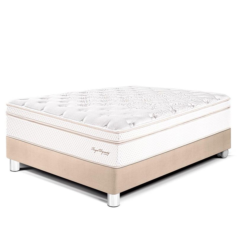 PARAISO - Cama Box Tarima Royal Dynasty 2 Plz + 2 Almohadas Viscoelásticas + Protector