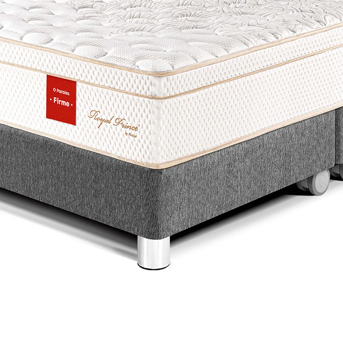 PARAISO - Cama Box Tarima Royal Prince Firme King + 2 Almohadas Viscoelásticas + Protector