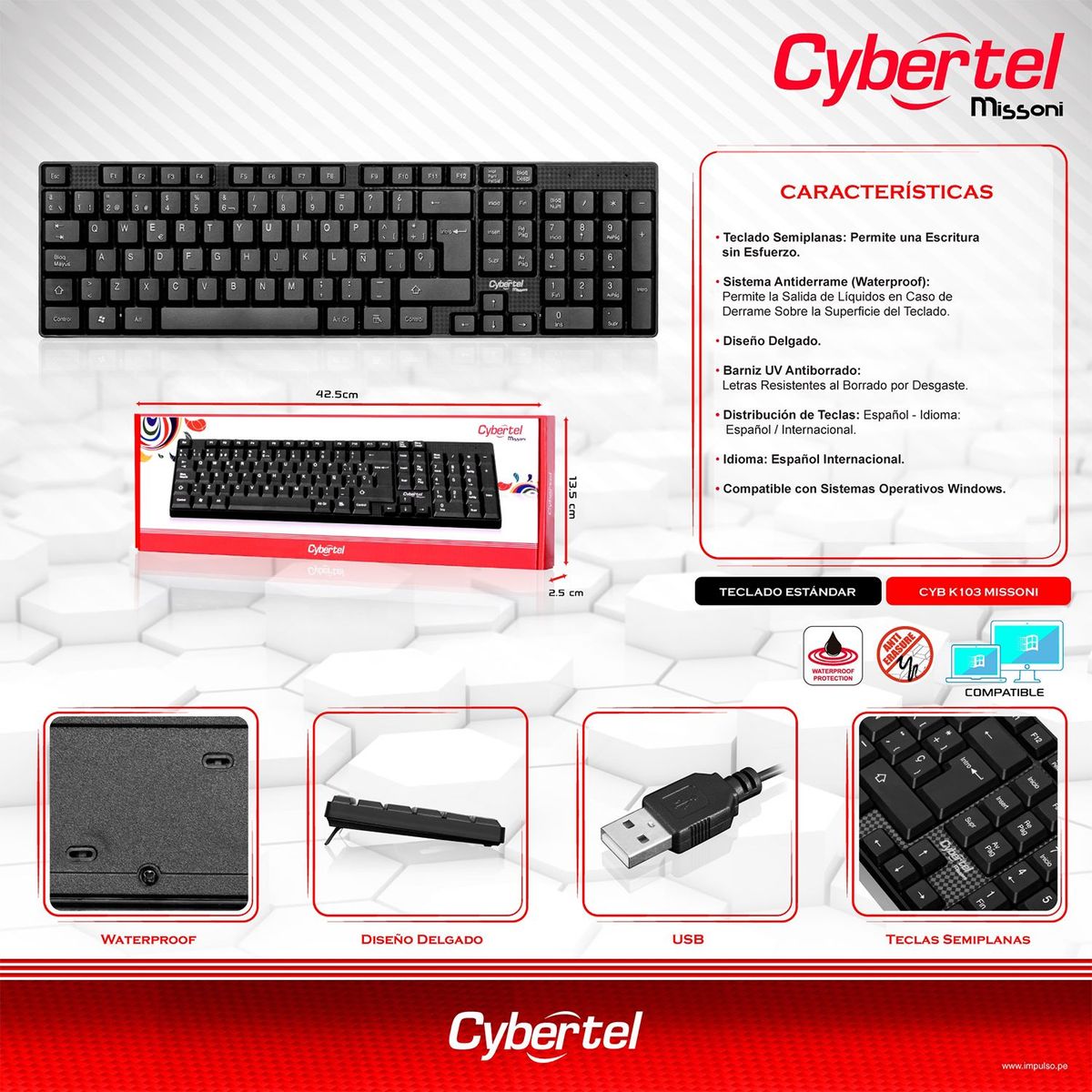 CYBERTEL - Missoni CYB K103 Teclado USB C