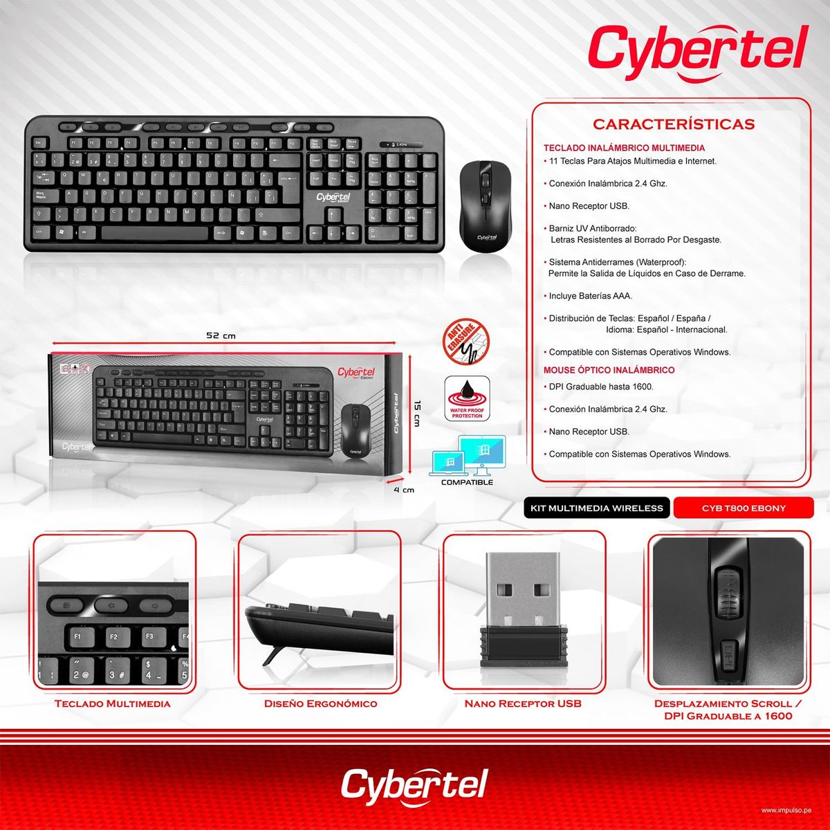 MICRONICS - Kit Teclado +Mouse Ebony T800 