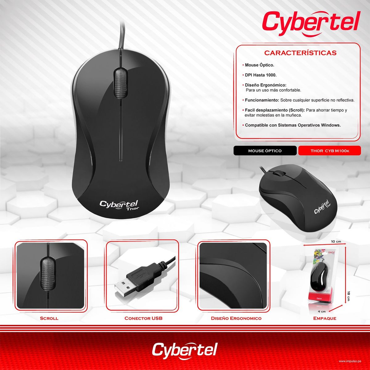 CYBERTEL - Mouse Cybertel Thor 100k Black