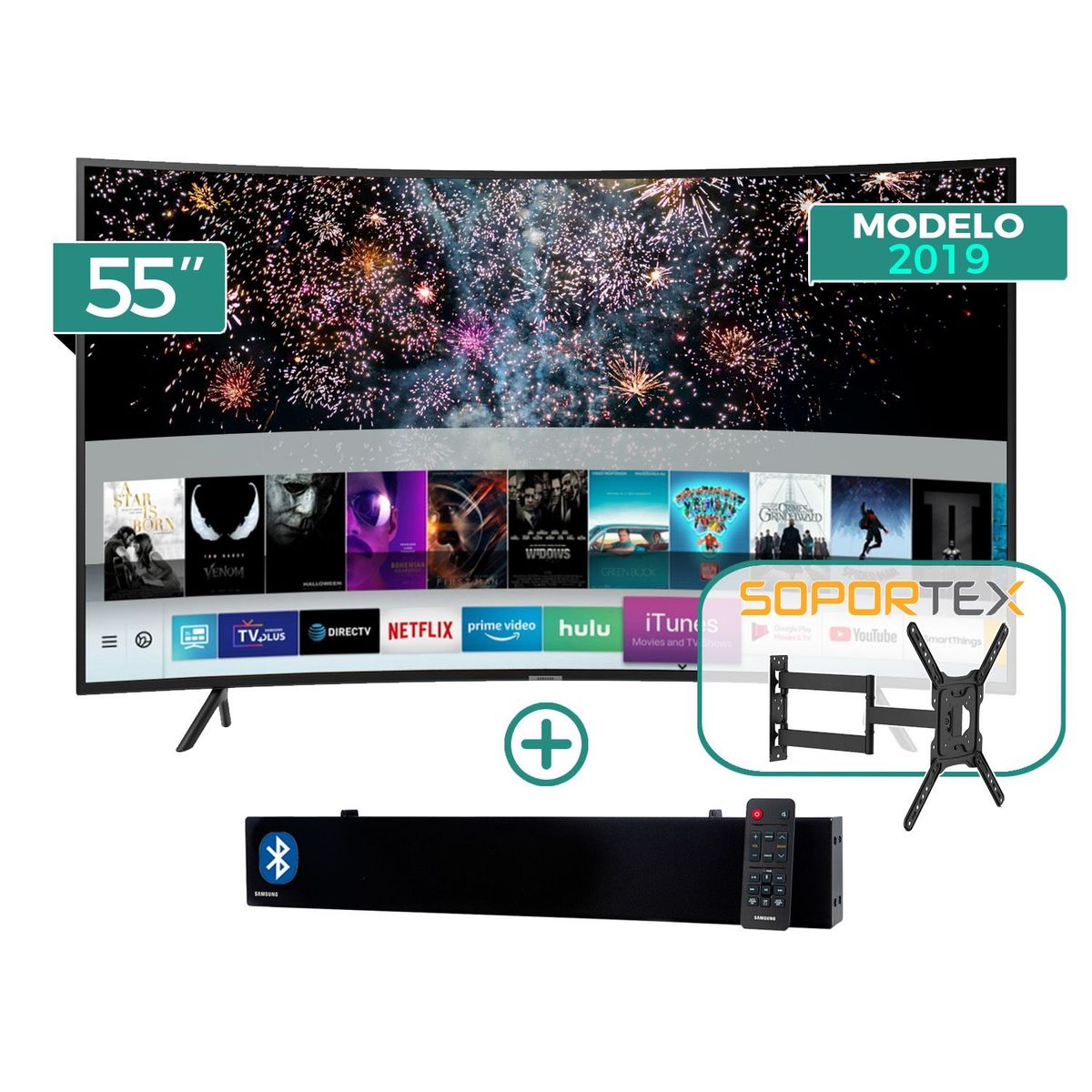 SAMSUNG - Smart TV UHD 55RU7305 + Sound Bar + Rack SXM-3755