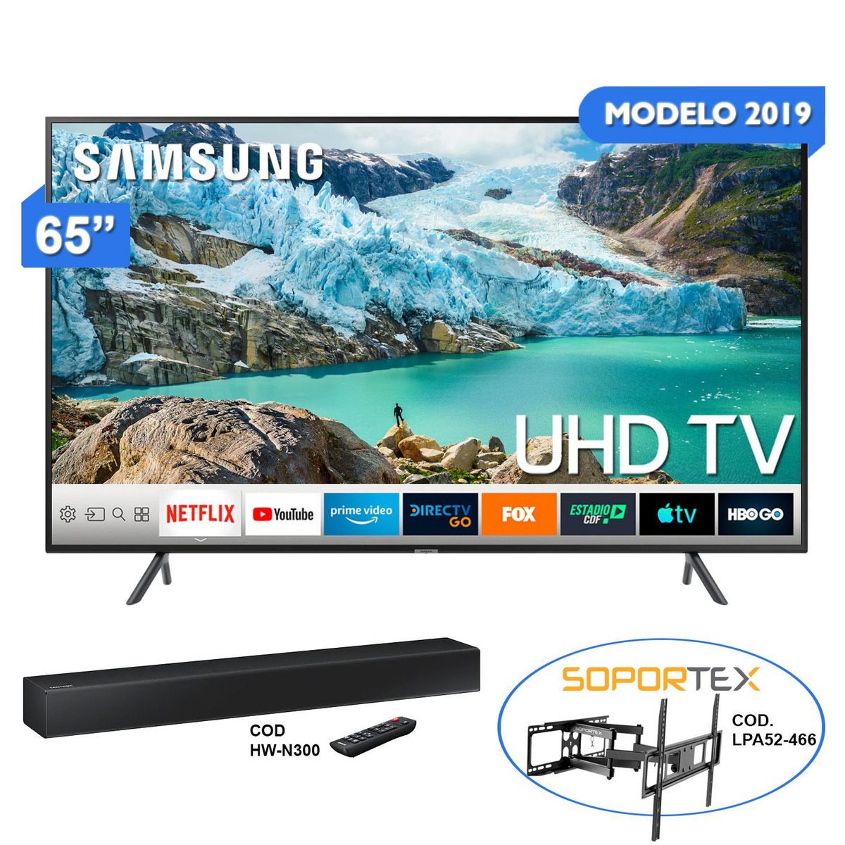 SAMSUNG - Smart TV UHD 65RU7105 + Sound Bar + Rack LPA52-466
