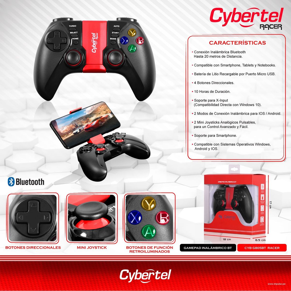 CYBERTEL - Gamepad Racer G805 Bluetooth