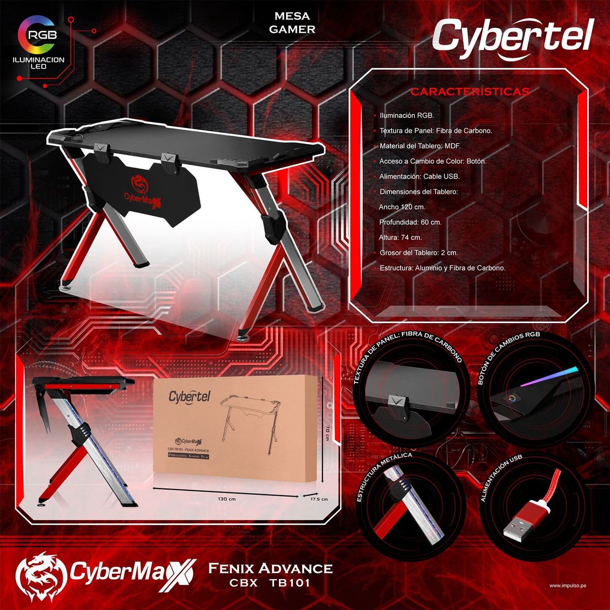 CYBERTEL - Fenix Cbx Tb101 Gamin Desk Cyber