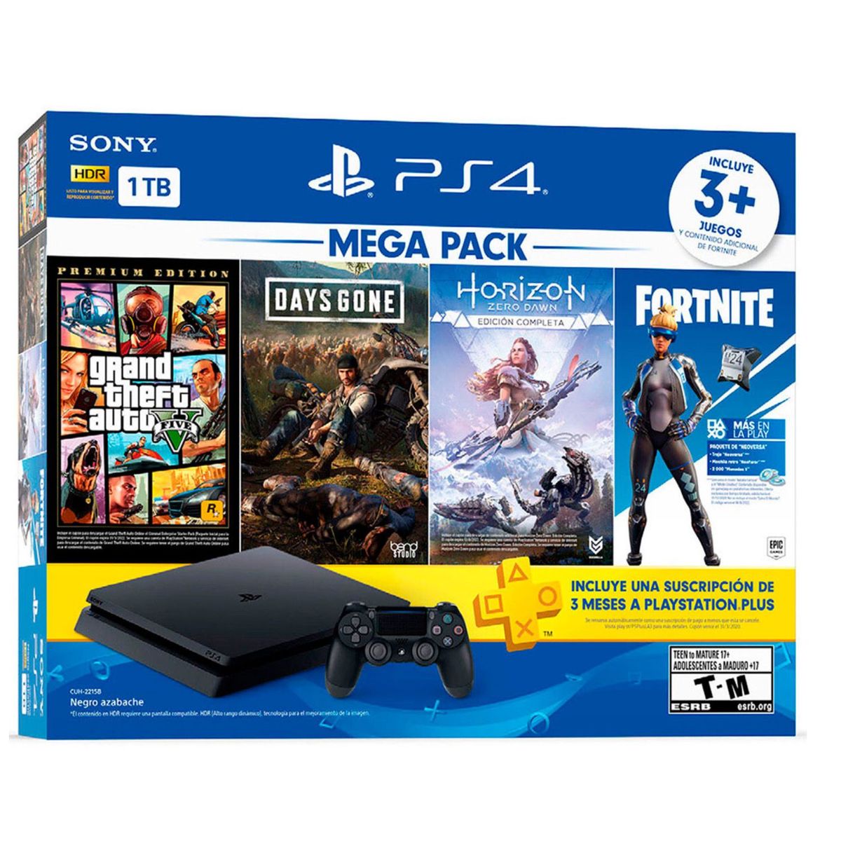 SONY - Consola PS4 Slim 1TB  Mega Pack + 3 Juegos
