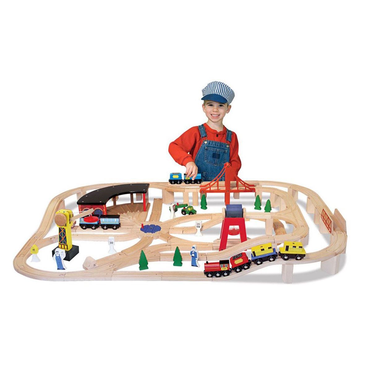 MELISSA & DOUG - Set Jumbo de Trenes y Rieles