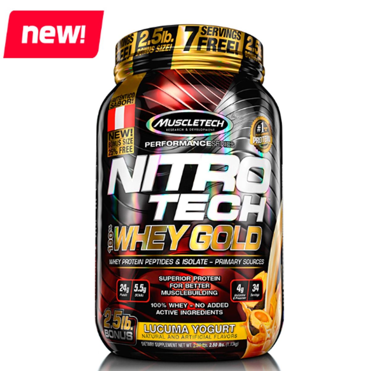 MUSCLETECH - Nitrotech 100% Whey Gold 2.5lb Dulce de Leche