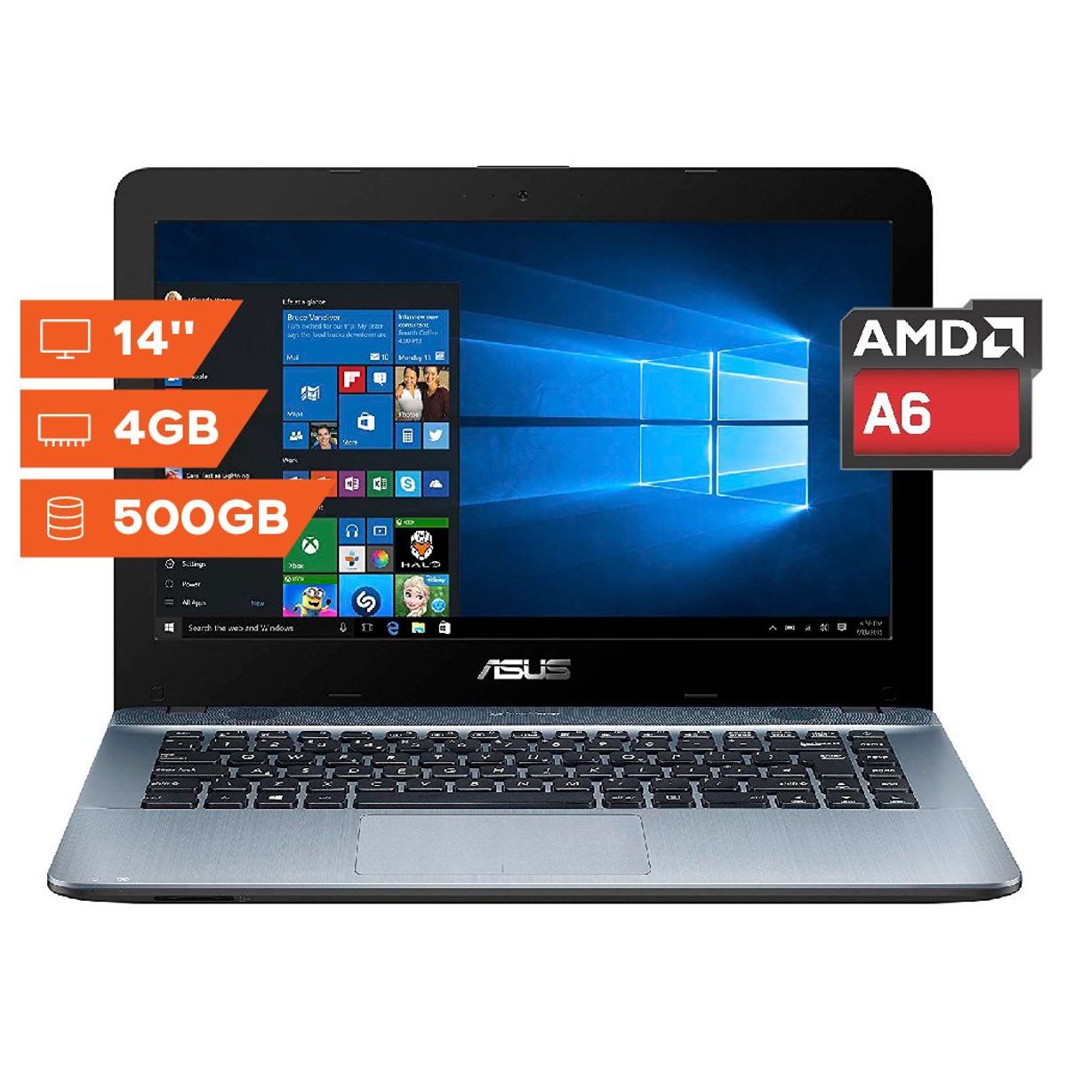 ASUS - Laptop X441BA-CBA6A 14" AMD A6 4GB 500GB Radeon R4 Integrada