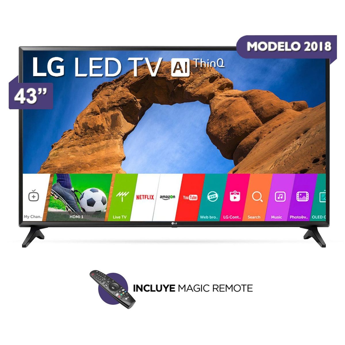 LG - Combo Televisor LED Smart TV Full HD 43" 43LK5700  + Control Magic 