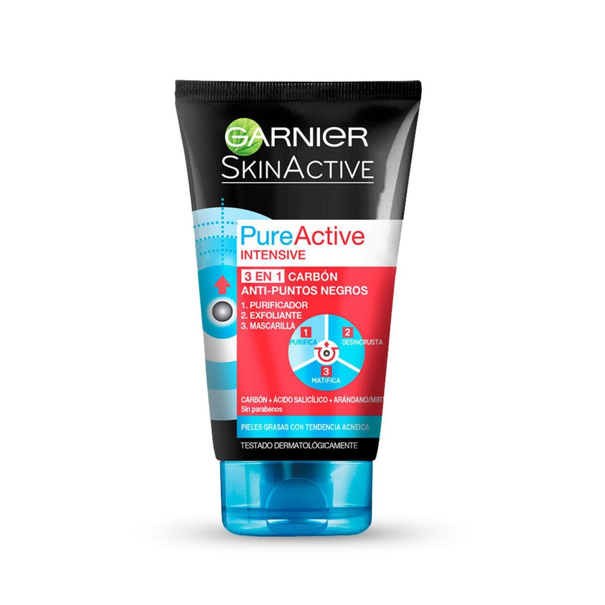 GARNIER - Gel Exfoliante Pure Active 3 en 1 Carbón x 150 ml  
