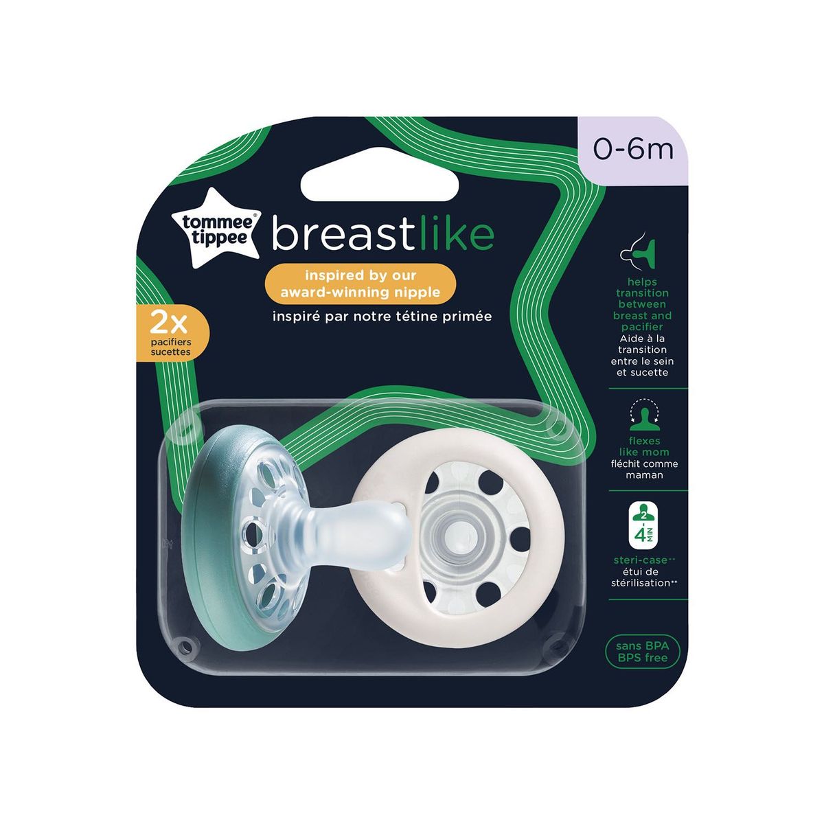 TOMMEE TIPPEE - Pack x2 Chupones Bebe Breast-like 0-6M