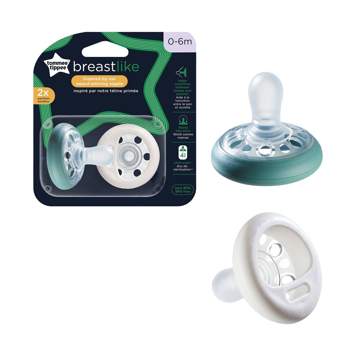 TOMMEE TIPPEE - Pack x2 Chupones Bebe Breast-like 0-6M