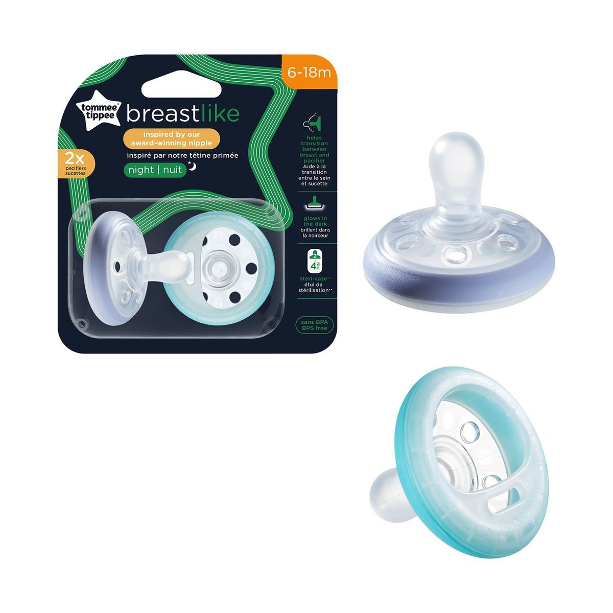 TOMMEE TIPPEE - Pack x2 Chupones Bebe Breast-like 6-18M
