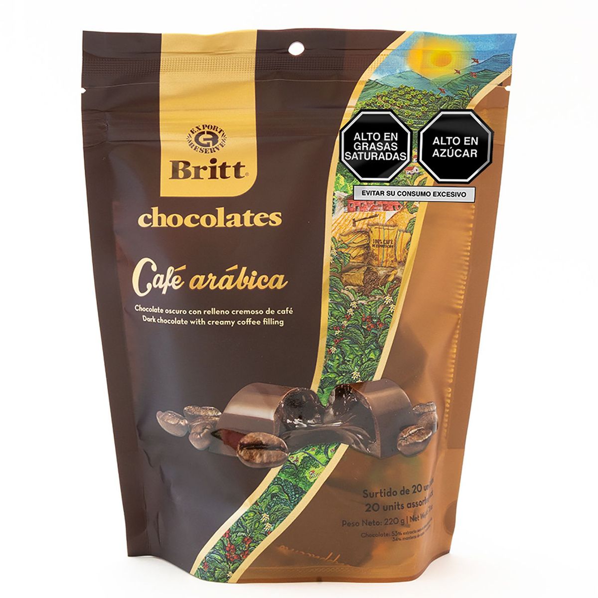 BRITT - Chocolate C/ Relleno Liquido de Café 20 Un