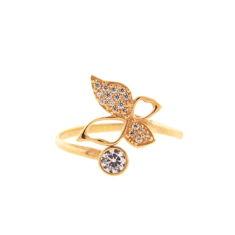 MAISHA - Anillo Mariposa con Zircon Bañado en Oro 