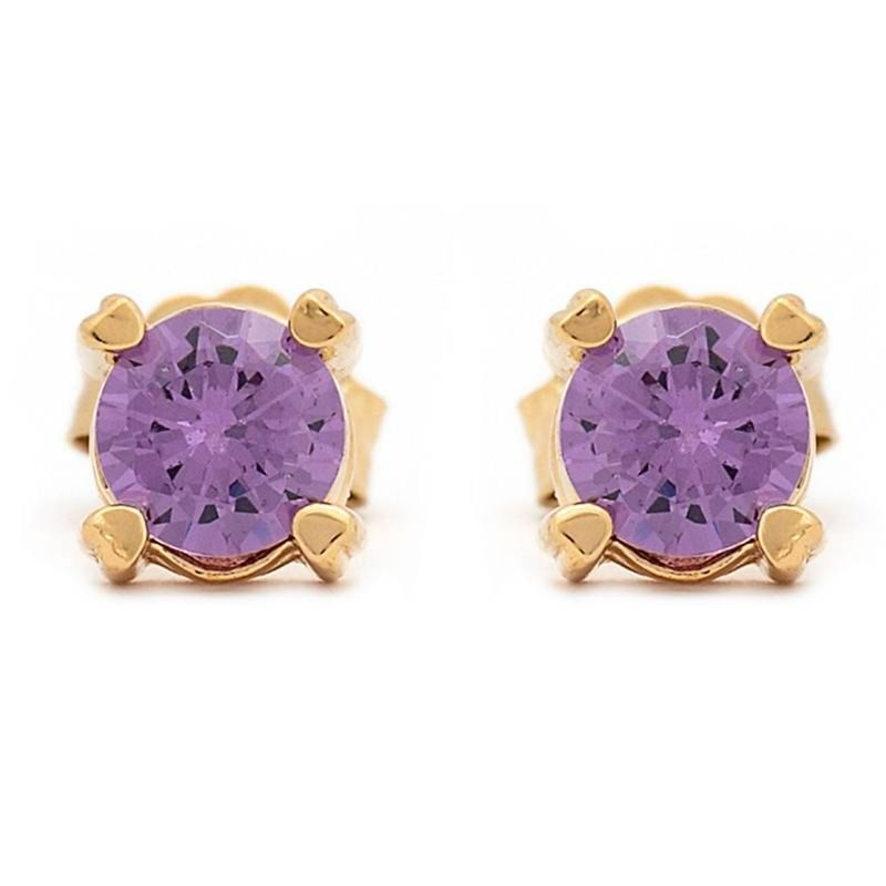 MAISHA - Arete de Oro 18k Con Circon Swarovski Morado