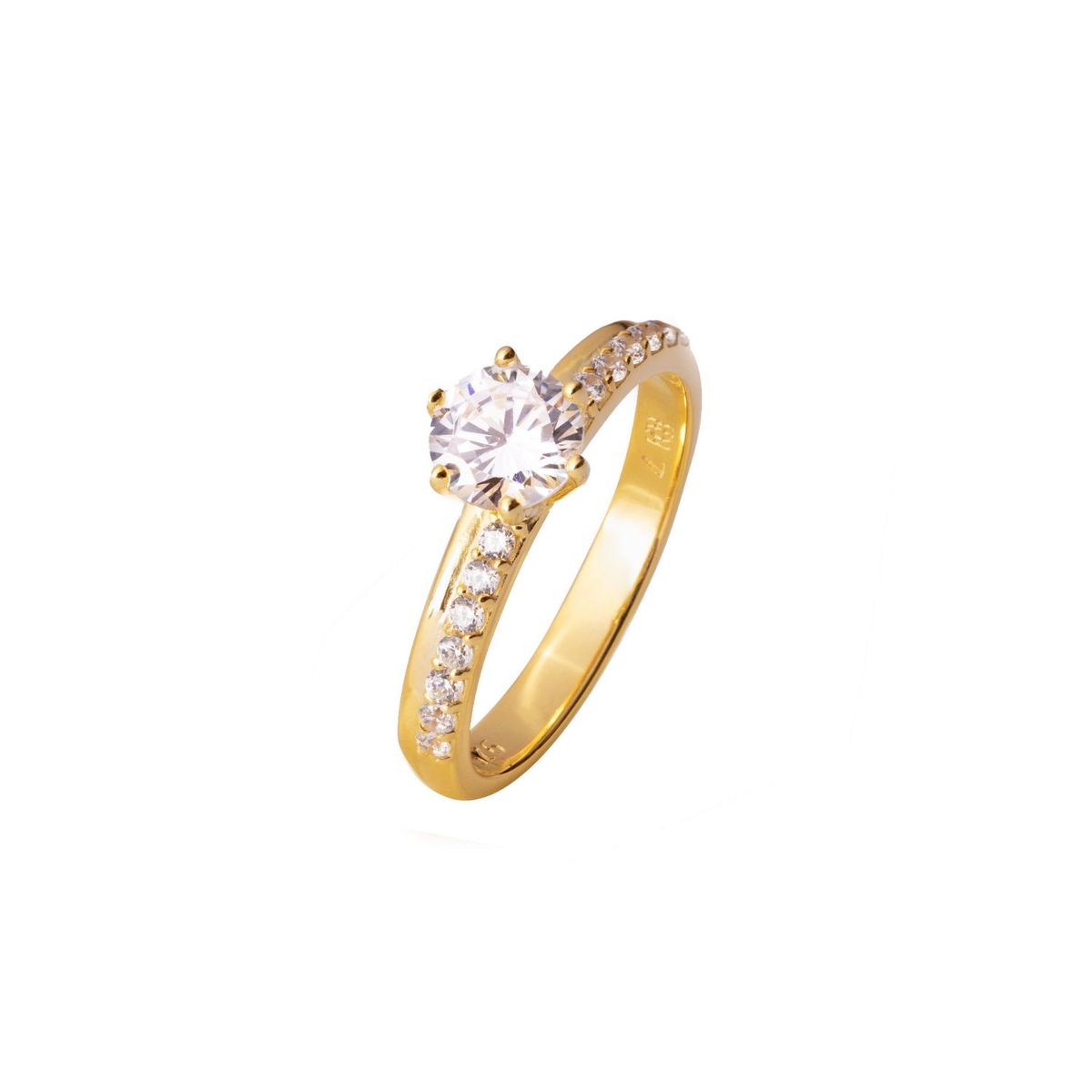 MAISHA - Anillo de Compromiso con Relieve de Circones Bañado en Oro