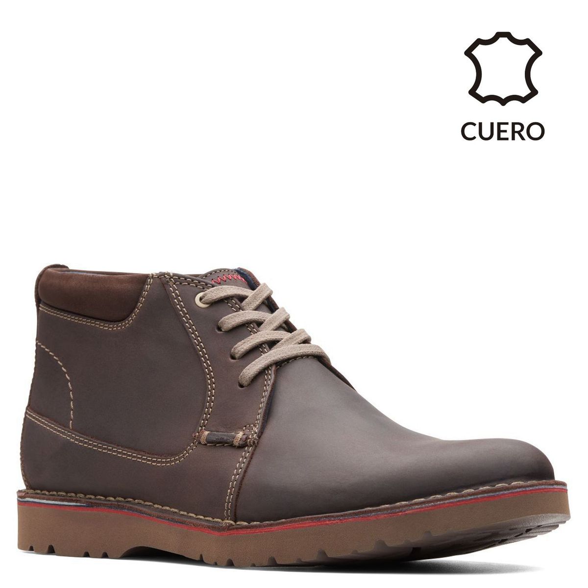 CLARKS - Zapatos Casuales Hombre Clarks Vargo Mid Darkbrown Lea