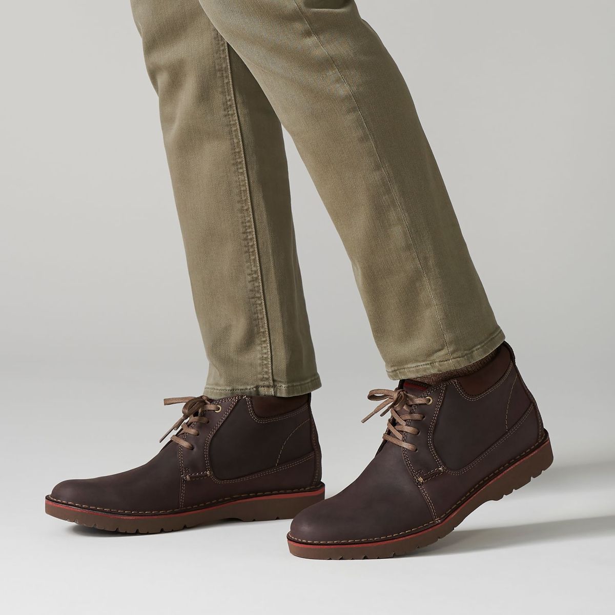 CLARKS - Zapatos Casuales Hombre Clarks Vargo Mid Darkbrown Lea